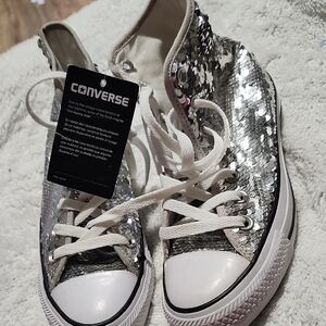 Converse Silver Sequin High-Tops